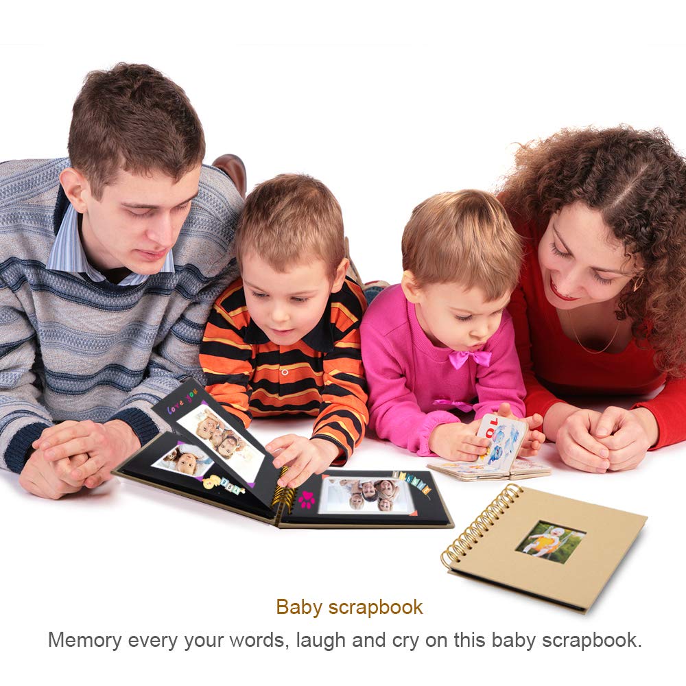 Scrapbook Photo Album with Black Paper Pages,DIY Scrapbook Album for Wedding Guest Book Or Anniversary Baby Family Memory Gift. (Baby Album)