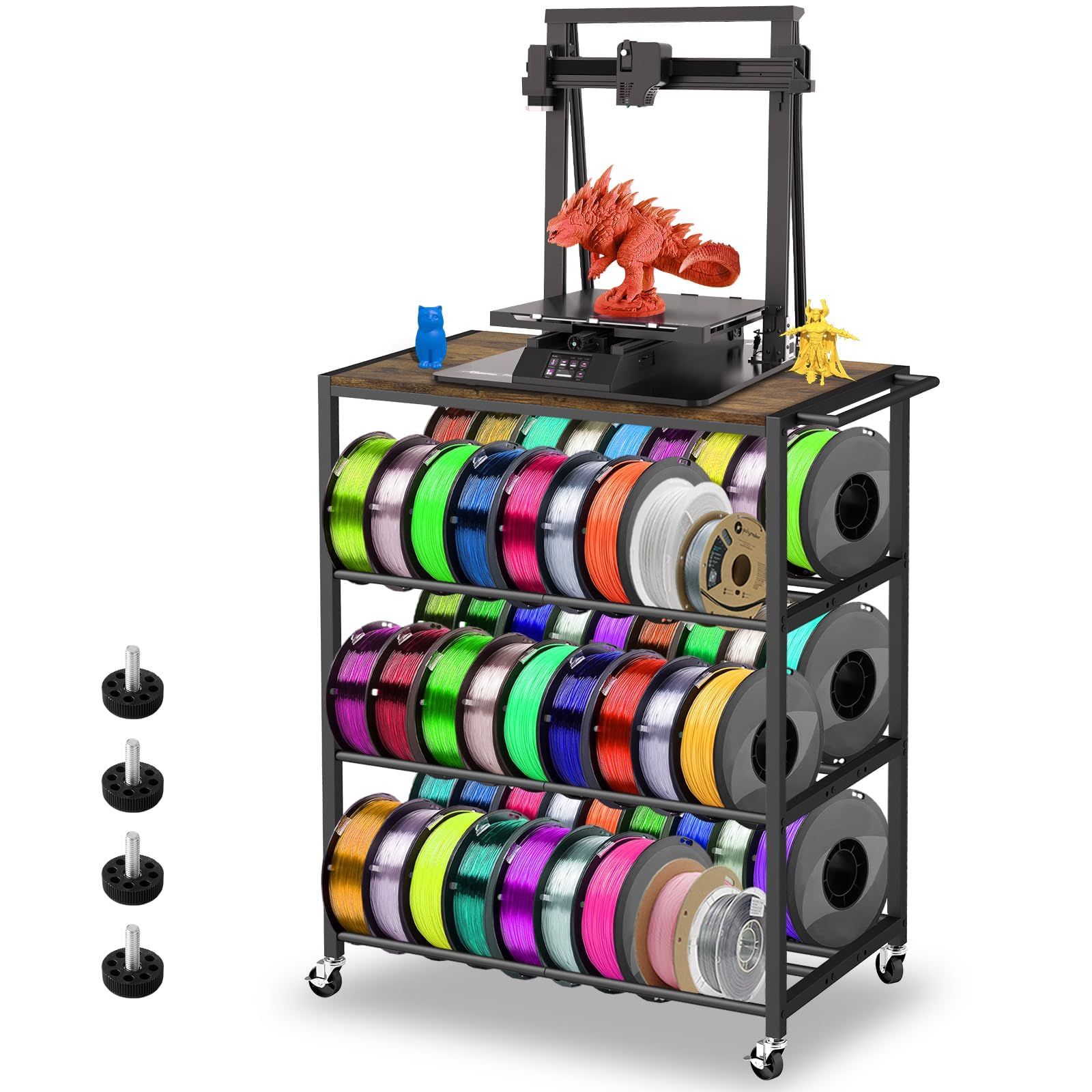 Photo 1 of 3D Printer Filament Storage - 3D Printer Holder Rack Cart Rolling Heavy Duty Printer Table, Filament Spools Organizer Stand with Wheels for 3D Printer Filaments ABS/PLA/TPU/Nylon Accessories