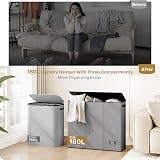 SOLEDI 180L Laundry Basket 3 Section Extra Large with Lid and Handles view 8