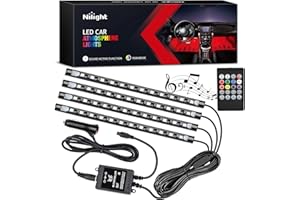 Nilight - TR-06 4PCS 48 LED Interior Lights DC 12V Multicolor Music Car Strip Light Under Dash Lighting Kit with Sound Active Function and Wireless Remote Control, 2 Years Warranty