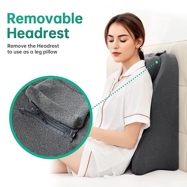 MOONYOOY MEMORY FOAM ERGONOMIC SUPPORT PILLOW & LEG ELEVATION CUSHION – MEMORY FOAM BACK SUPPORT FOR BED SITTING, READING & DAILY RELAXING, REMOVABLE WASHABLE COVER, GRAY