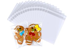 PigPotParty Cookie Bags, 4''x 6" Self Sealing Cellophane Treat Bags, Small Clear Plastic Goodie Bag for Candy, Gift, Snack, Party favor (100 Pack)