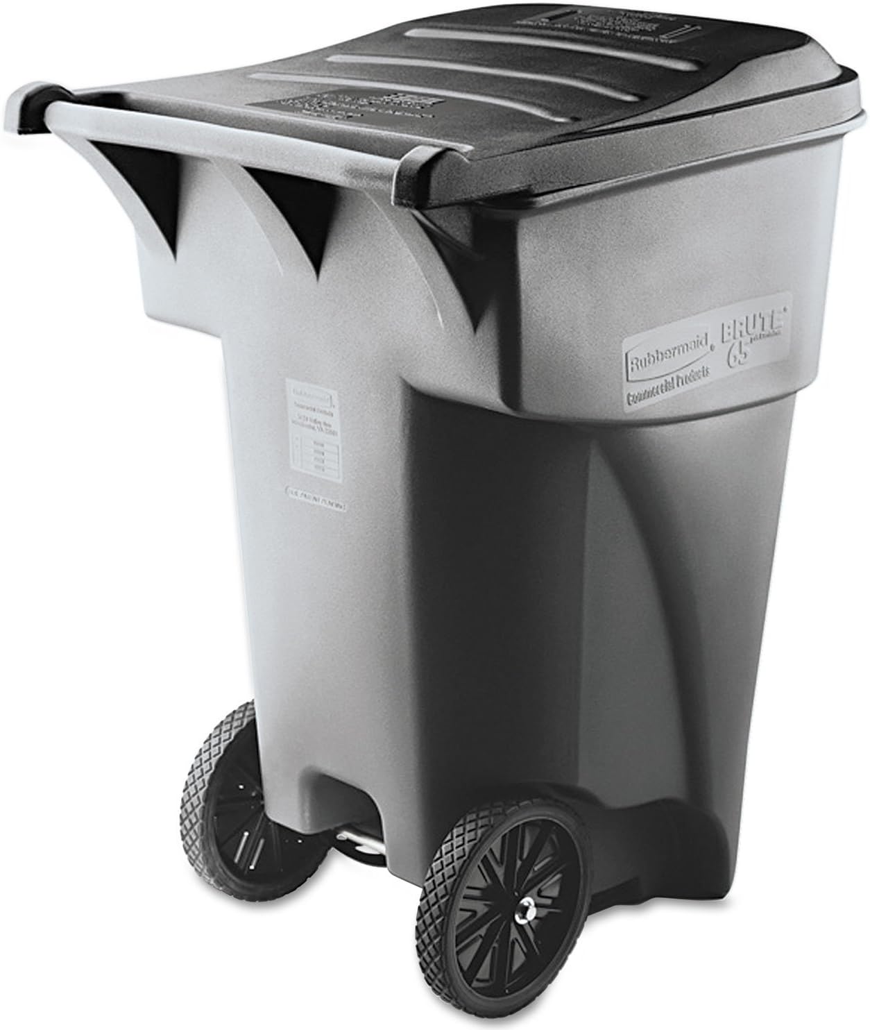 Rubbermaid 9W22GY Brute Rollout Heavy-Duty Waste Container, 95 Gallon, Gray
