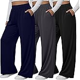 Neer 3 Pack Women's Plus Size Pants Wide Leg Yoga Pants Casual Baggy Sweatpants Drawstring Loose Workout Joggers