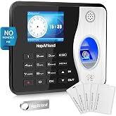 HapAttend Time Clocks for Employees Small Business Automatic Calculate Hours, 0 Monthly Fees Fingerprint Time Clock, H3 Standalone Biometric Clock in Machine for Employees with 5 RFID Cards (No WiFi)