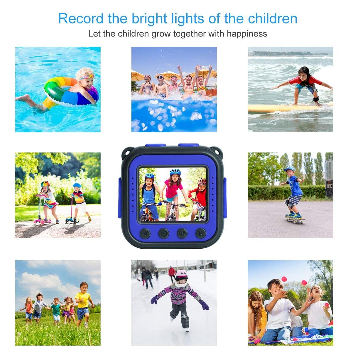 DROGRACE Kids Camera Waterproof HD Action Cam Digital Camera 1080P Underwater Sports Camera Camcorder DV for Girls Boys Birthday Holiday Gift Learn Camera Toy with 1.77 Inch LCD Screen (Blue)