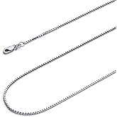 14k REAL White Gold Solid 1.2mm Box Chain Necklace with Lobster Claw Clasp - 16"