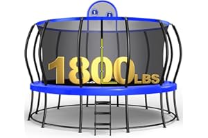 Zupapa 1800LBS Capacity No-Gap Design 16 15 14 12 10FT Trampoline with Safety Enclosure Net and Non-Slip Ladder 10-Year Quality Assurance Perfect for Kids Family Outdoor Backyard Fun