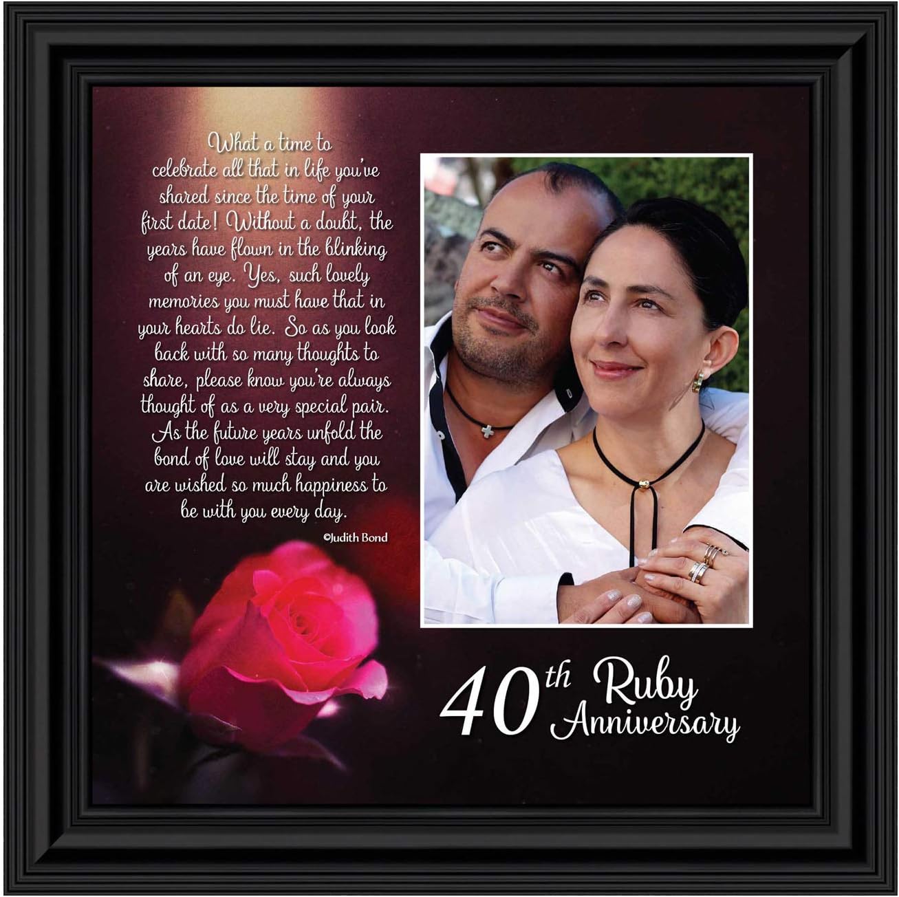 Crossroads Home Décor 40th for Parents, Ruby 40th Anniversary Decorations for Party, 40th Anniversary Frame, Ruby Gifts, 40 Year for Wife, Ruby Wedding Anniversary Picture Frames, 6307B