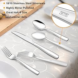 LIANYU 18/10 Flatware Set for 8, 40-Piece Stainless