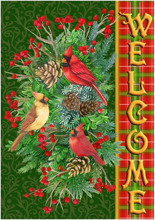 Christmas Garden Decorative Flagred-Whiskered?Bulbul Pattern Banner Outdoors Flags Of Double Sided Waterproof And Fade Resistant Printed banners 12.5 X 18 Inch 100% Polyester
