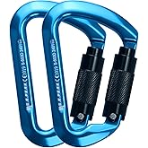 SEPEAK UIAA 30kN Climbing Carabiner Clips, Professional Heavy Duty Twist Locking Carabiners for Climbing,Mountaineering, Rappelling, Camping, Hiking, Swings, Large D Ring Hooks