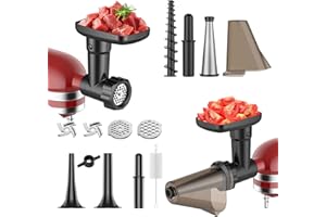 Fruit and Vegetable Strainer Attachment for Kitchenaid Stand Mixer, Includes Food Grinder Attachment for Kitchenaid Mixers, with Sausage Stuffer Tubes and Fruits Jucier Auger Strainer By HOZODO