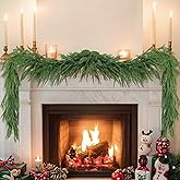 Leozzo Norfolk Pine Garland, 6ft Real Touch Garland for Christmas Decorations, Artificial Evergreen Greenery for Mantel Fireplace Table Staircase for Indoor Outdoor Holiday Xmas Decor (1Pcs)