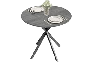 HOMCOM 31.5" Round Dining Table, Industrial Kitchen Table with Cross Steel Legs for Dining Room, Kitchen, Living Room, Distre