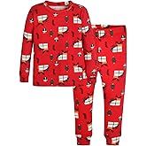 moimoln Sibling Matching Christmas Pajamas 6M-8Y Soft Warm Cotton Modal Holiday Graphic Long Sleeve Snug-Fit Sleepwear Set