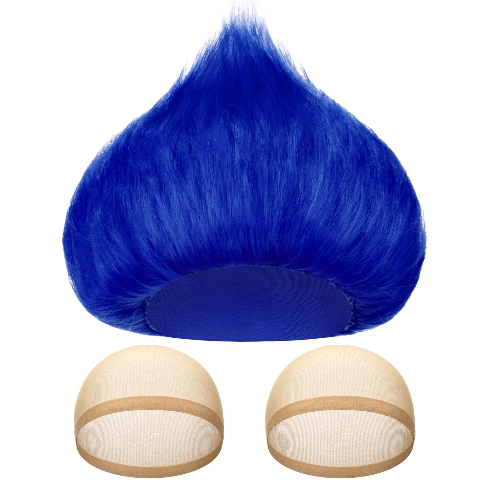 Photo 1 of Suncalla Funny Crazy Wig with 2 Hairnet Hairy Headband Novelty Crazy Hair Wig Costume Accessory for Parties Cosplay Halloween(Royal Blue)