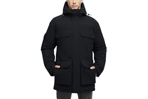 JAWERU Winter Coats for Men Winter Jackets Waterproof Warm Insulated Thicken Long Down Jacket with Hood
