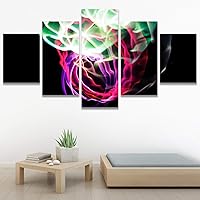 SIGNWIN 5 Panel Canvas Wall Art Modern Art Abstract Closeup Geometric Lights Mixed Media Modern Multicolor for Home Decorations Ready to Hang - 60
