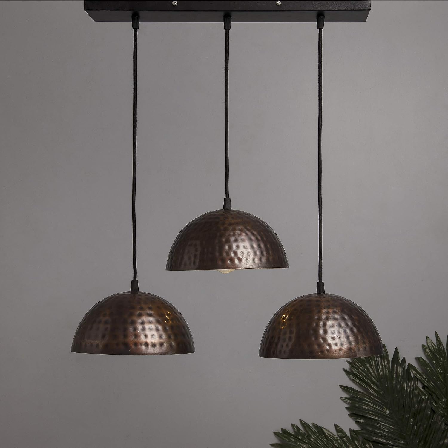 Buy Homesake 3 Lights Linear Cluster Chandelier Antique Copper Hammered 8 Pendant Hanging Pendant Light Kitchen Area And Dining Room Light Online At Low Prices In India Amazon In