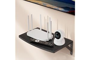 DAWASAPAT Floating Entertainment Center Shelf, Projector Wall Mount DVD Shelf, Floating Entertainment Center Bracket Under TV for Cable Boxes/Games Console/DVR/TV Accessories with Cable Ties, Black