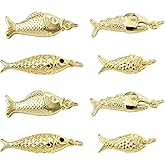 KitBeads 8Pcs 4 Styles Golden Fish Charms Brass Sea Fish Charms Summer Ocean Animal Beach Pendants for Earring Bracelet Necklace Jewelry Making