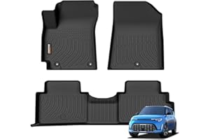 Binmotor-All Weather Floor Mats for Kia Soul 2025 2024 2023 2022 2021 2020, 1st & 2nd Row, Floor Liners for Soul, Car Floor Mats Custom Fit for Kia Soul Accessories
