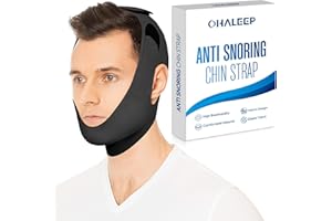 OHALEEP OHELEEP Anti Snore Chin Strap for CPAP Users, Snore Stopper Adjustable, Chin Strap for Sleeping Comfortable Stop Snoring Solution, Anti Snoring Devices Breathable and Reusable, Black, M