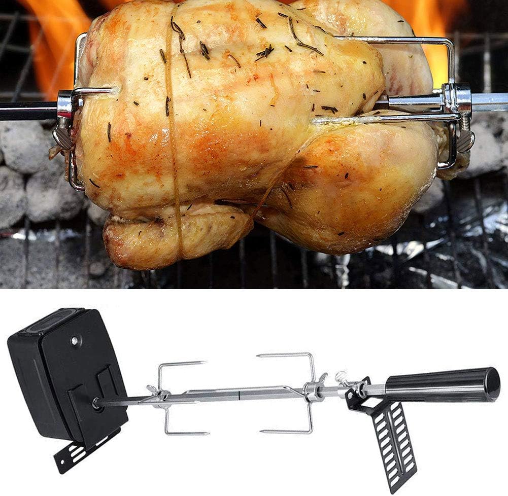 Lovejoy Store Stainless Steel Grill Rotisserie Rod Kit, Outdoor Electric Battery Power Barbecue BBQ Chicken Fork Rotisserie Roast Meat Rod Kit ⭐⭐⭐⭐⭐