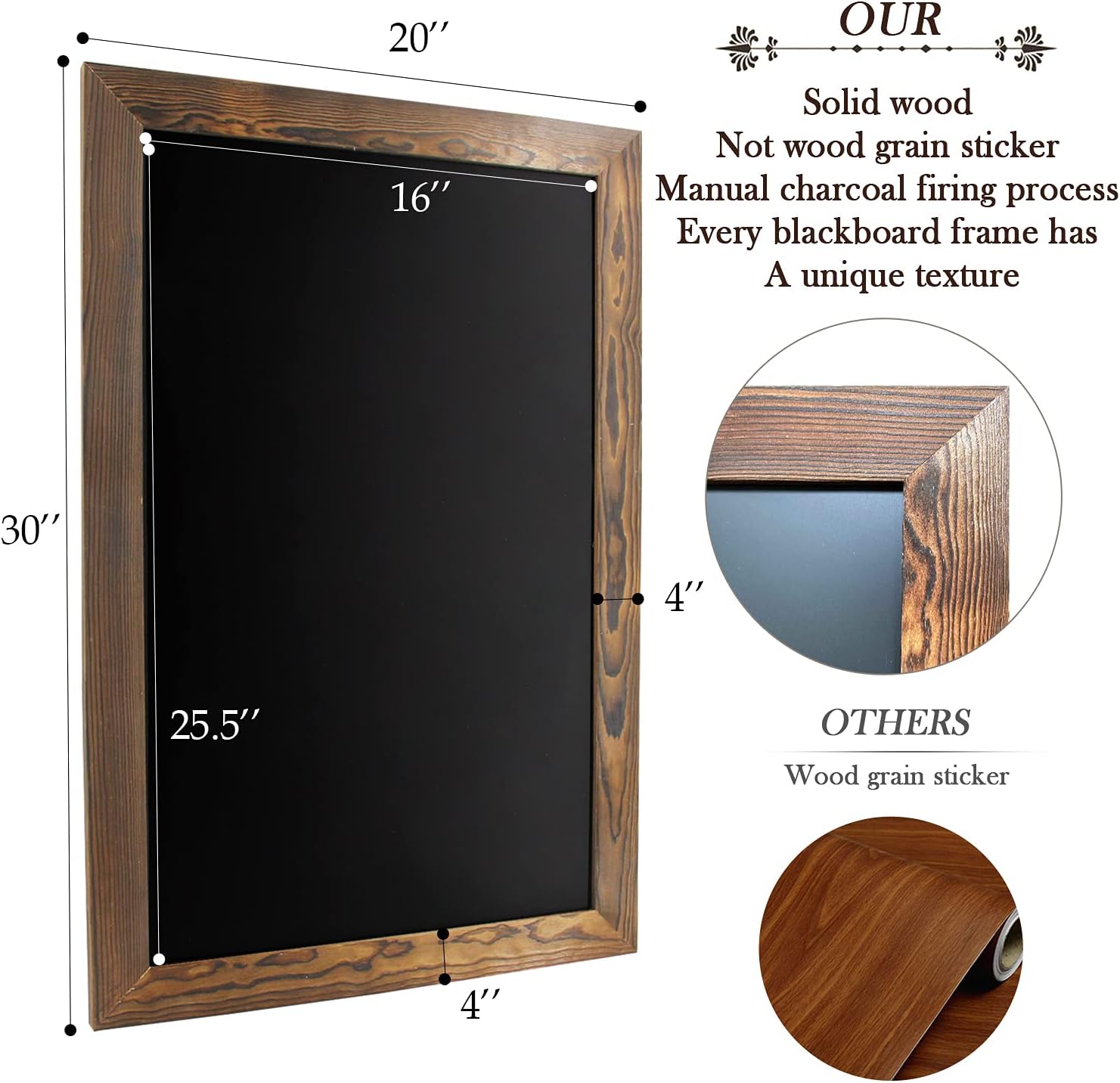 CRCHOM Magnetic Blackboard 20x30 inches Luxury Wooden Framed Chalk Board Sign with Liquid Chalk Markers Eraser Outdoor Display Memu Board for Wedding, Kitchen, Cafe, Restaurants : Office Products