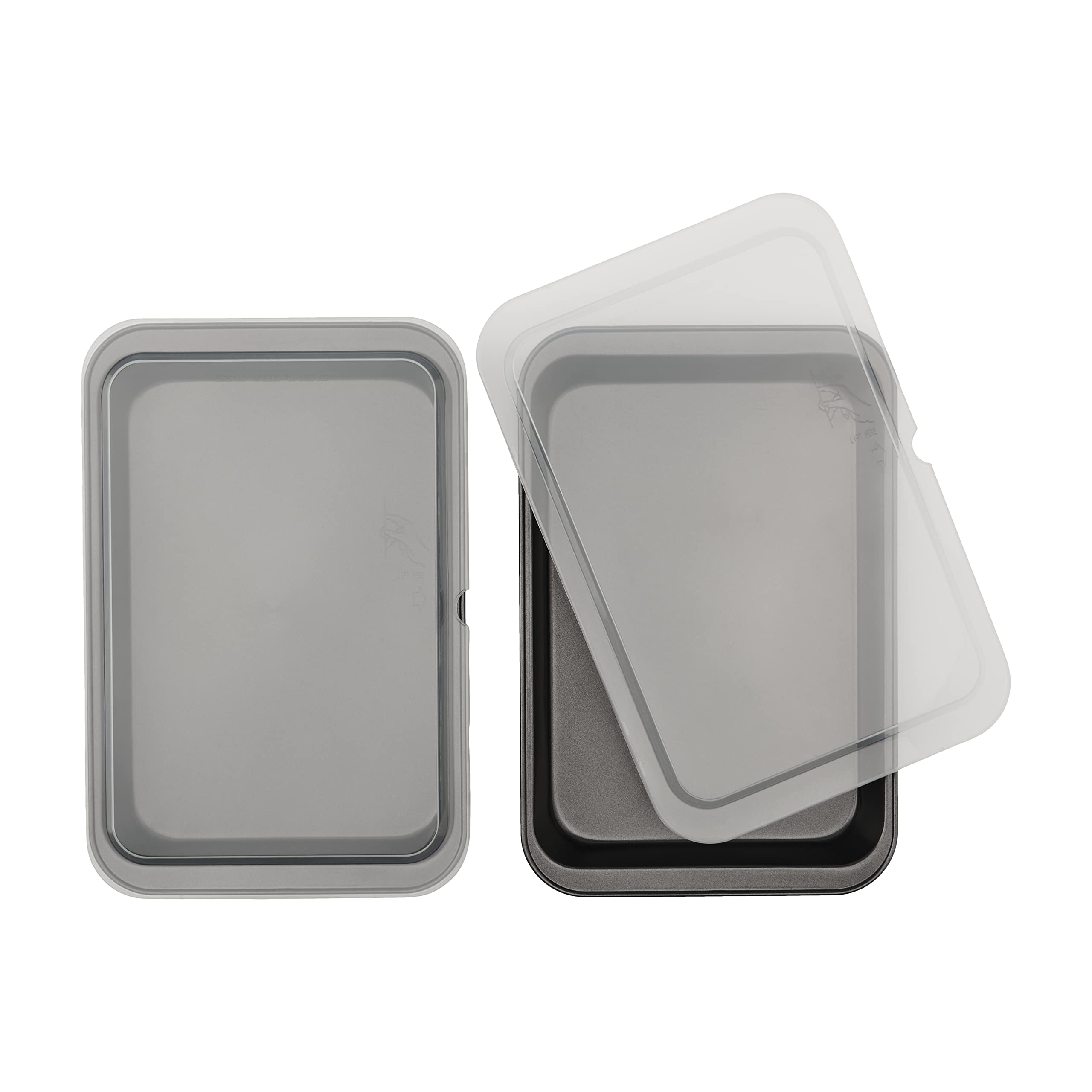 Photo 1 of **ONE LID MISSING**GoodCook Set of 2 Nonstick Steel 13" x 9" Cake Baking Pans with Covers, Gray