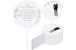 Briwooody 100 Pcs Wedding Hand Fans for Guests Bulk Plastic Round Decorative Fans with Handle for Wedding Party Favors(Bride and Groom Style)