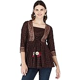 MESMERIICAL Cotton Printed Indian Short Ethnic Kurti Tunic Tops for Women