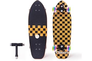 Nattork Complete Kid Skateboards 29" x 9" Youth Cruiser Skateboard for Beginners Double Kick Deck Concave Girls or Boys Skateboard