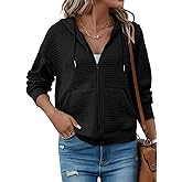 SHEWIN Womens Zip Up Hoodies Oversized Sweatshirt Fall Fashion Outfits 2025 Casual Waffle Hooded Jackets