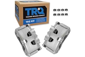 TRQ Front Driver and Passenger Side Brake Caliper Set Caliper Brackets Hardware Compatible with 2012-2017 Ford F-150 2018-2020 F-150 without Police Package