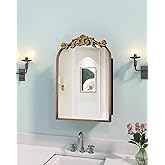 16x24 Inch Recessed or Surface Mount Medicine Cabinet Mirror with Vintage Bronze Carving & Hand-Painted Aluminum Frame, All-M