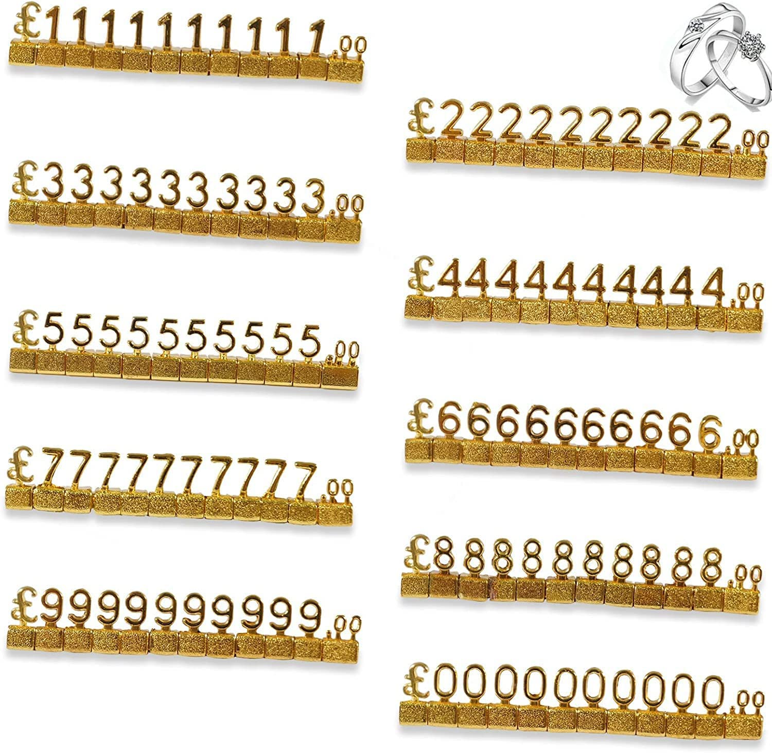 TOP-VIGOR 10Pcs Metal Digital Price Tag, 3D Arabic Price Tag Adjustable GBP Price Cube Kit Counter Tag Price for Jewelry Display Items