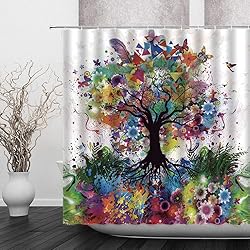 jingjiji Colorful Tree Shower Curtain Color