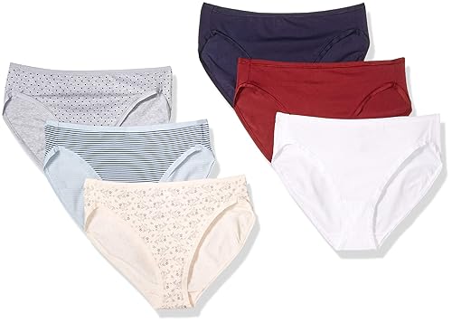 Amazon Essentials Women's Cotton High Leg Brief Underwear (Available in Plus Size), Breathable, Pack of 6, Warm/Cool Colors, Small