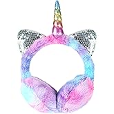 BTHRORO Ear Muffs for Kids Unicorn Earmuffs Winter Cute Ear Warmers Soft Plush Ear Covers for Cold Weather Women Kids Girls