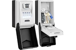 HUANLANG Key Lock Box Wall Mount,Outdoor Combination Lock Box with Light Up Dials,Waterproof Key Safe Large Capacity Realtor Lock Box for House Key Office Garage Airbnb School