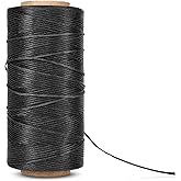 Flexzion Waxed Thread - 284 Yards 0.8mm 150D Polyester Wax Thread for Leather Sewing, Bookbinding, Stitching, & DIY Projects (Black)