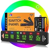 Auxbeam AS-R60 Slim 6 Gang Switch Panel with RGB Backlight Memory Function | Toggle momentary pulsed 3 mode, dimmable, multifunction with solid-state relay, fit 12-24V, waterproof, 3 years warranty