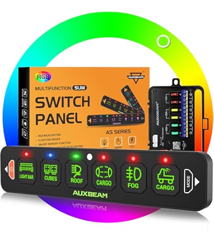 Amazon.com: Auxbeam 6 Gang Switch Panel RA60 Auto-Dimmable RGB