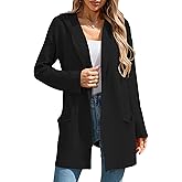 Cakulo Womens Long Hooded Cardigan Sweaters Oversized Fall Cardigans 2025 Open Front Knit Sweater Coats Pockets