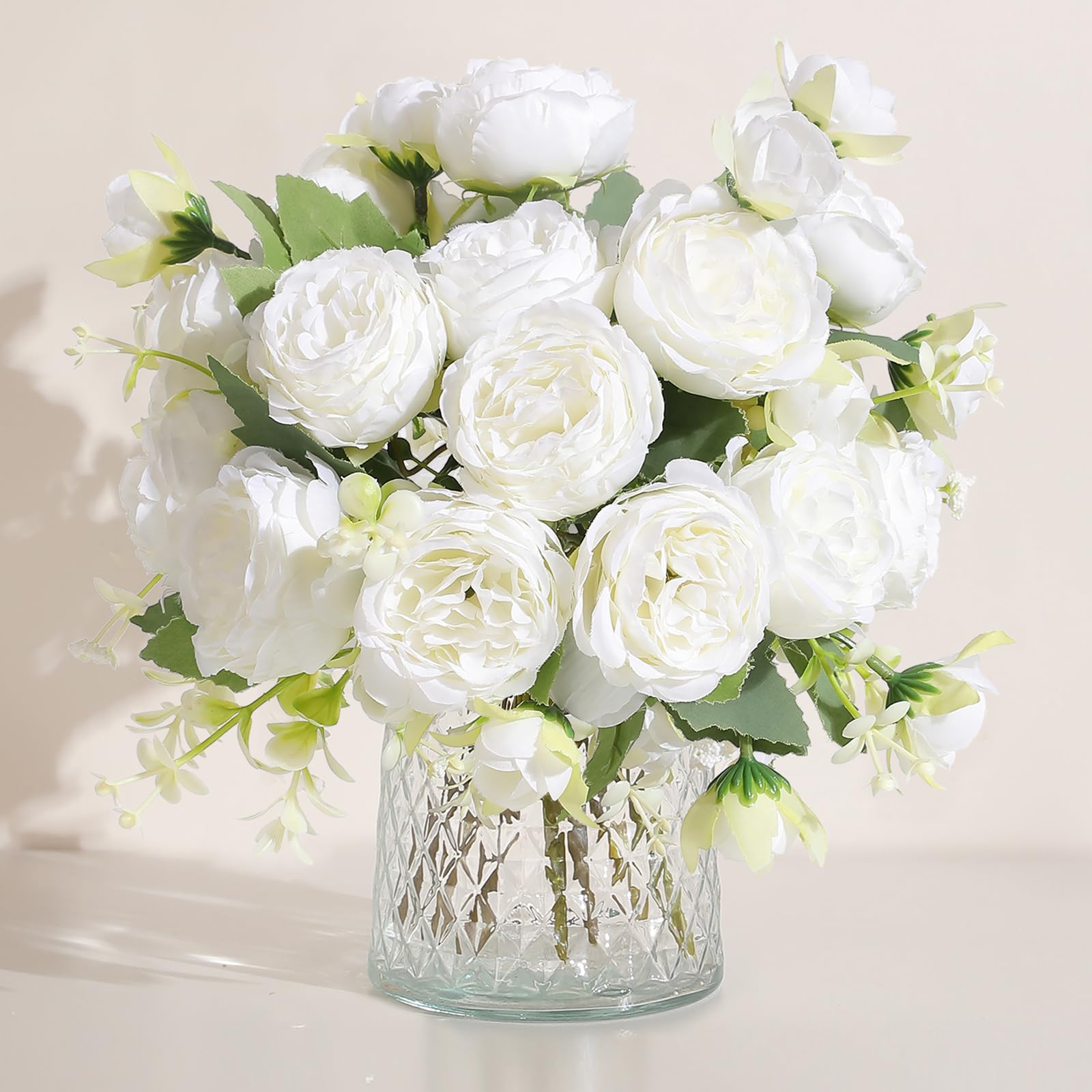 Photo 1 of Luyue 2 Packs Peonies Artificial Flowers Vintage Faux Peony Bouquet Fake Flower for Vase Silk Floral Arrangements for Table Centerpiece Wedding Decoration Indoor Home Decor