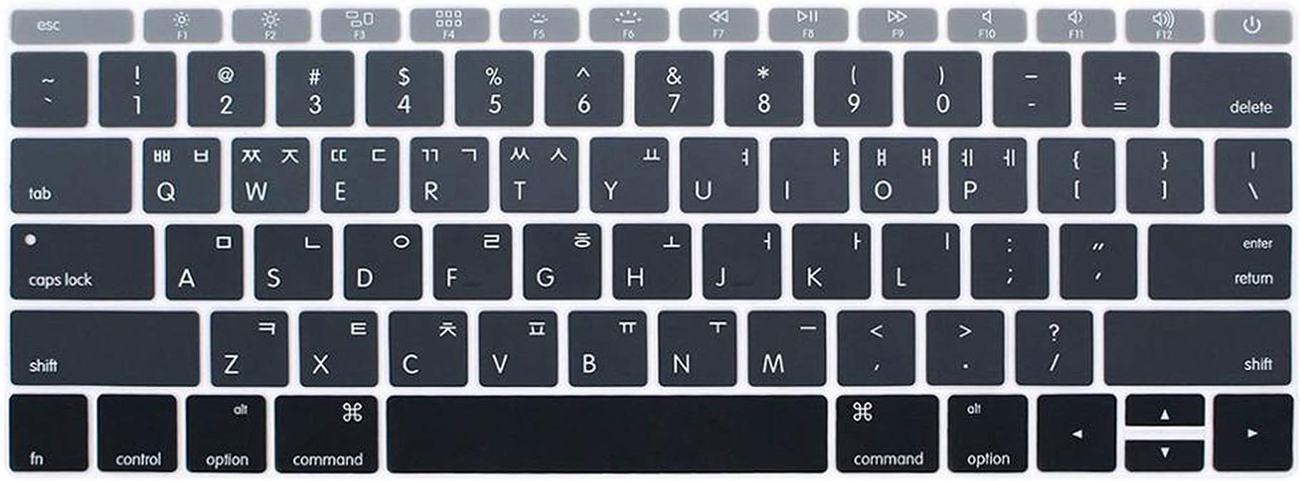 Korean Keyboard Cover for Macbook Not with touch bar 13pro A1708 retina 12 inch A1534 Laptop Keyboard protective Film,Gradient gray