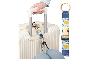EKAX Travel Carry Strap with Ring Hooks, Buckle, Add-a-Bag Luggage Strap, Adjustable Bag Holder, Travel Clip for Carry-on Bags