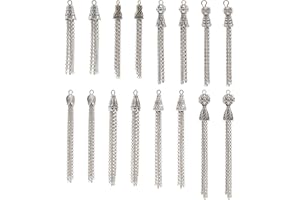 CONCHLERY 16 Pcs 8 Style Alloy Tassels Chain Charm Key Chain Charm Metal Tassel Pendants for Gifts Hair Accessories